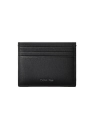 CALVIN KLEIN LOGO HARDWARE SAFFIANO Sk&oacute;rzany uchwyt na karty kredytowe na czarno - Portfele męskie - 1