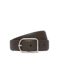 CALVIN KLEIN CLASSIC ROUND Pasek ze sk&oacute;ry młotkowanej ck ciemnobrązowy - Paski - 1