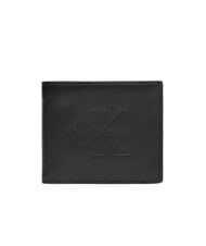 CALVIN KLEIN BOLD LOGO Portfel sk&oacute;rzany na czarno - Portfele męskie - 1