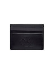 CALVIN KLEIN BOLD LOGO Sk&oacute;rzany uchwyt na karty kredytowe na czarno - Portfele męskie - 1