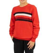 TOMMY HILFIGER TH KIDS Sweter dziecięcy z bawełny z okrągłym dekoltem głęboki szkarłat - Swetry dziecięce - 1