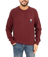 TOMMY HILFIGER TH Bawełniany sweter z okrągłym dekoltem i haftowanym logo - Koszulki męskie