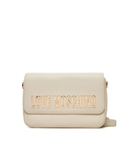 LOVE MOSCHINO LAMINATED BOLD LOVE Torba na ramię z klapką kość słoniowa - Torby damskie - 1
