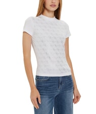 GUESS MOCK NECK ALL OVER 4G Koszulka o dopasowanym kroju z kryształkami - Koszulki i topy damskie