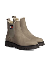 TOMMY HILFIGER TH JEANS Botki ze sk&oacute;ry nubukowej khaki - Buty damskie - 1