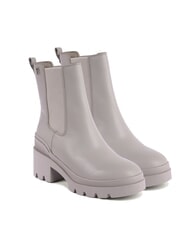 TOMMY HILFIGER TH Sk&oacute;rzane botki na średnim obcasie szary - Buty damskie - 1