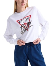 GUESS STUDDED LOVE Bluza z okrągłym dekoltem i nadrukiem ćwiek&oacute;w czysto biały - Bluzy damskie - 1