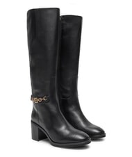 TOMMY HILFIGER TH CHAIN Wysokie sk&oacute;rzane buty z łańcuchem czarny - Buty damskie - 1