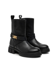 TOMMY HILFIGER BIKER Sk&oacute;rzane botki z klamrą czarny - Buty damskie - 1