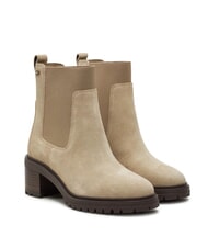 TOMMY HILFIGER FLAG MID HEEL Zamszowe botki beżowy - Buty damskie - 1