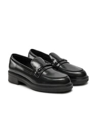 CALVIN KLEIN LOAFER BAR SAFF Sk&oacute;rzane mokasyny z wstawką saffiano czarny - Buty damskie - 1