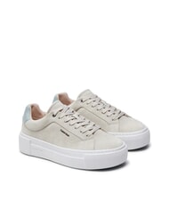 CALVIN KLEIN FLATFORM CUP LACE UP Trampki ze sk&oacute;ry zamszowej beżowy - Buty damskie - 1