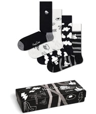 HAPPY SOCKS BLACK AND WHITE Zestaw prezentowy 4 pary skarpetek - Skarpetki męskie