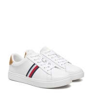 TOMMY HILFIGER ESSENTIAL COURT Damskie sk&oacute;rzane trampki biały - Buty damskie - 1