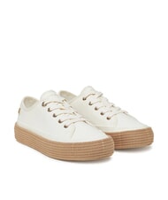 TOMMY HILFIGER TH Pł&oacute;cienne trampki epadryle starożytna biel - Buty damskie - 1