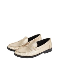 TOMMY HILFIGER TH METALLIC Metaliczne sk&oacute;rzane mokasyny - Buty damskie