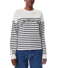 TOMMY HILFIGER VARSITY Bawełniany sweter z okrągłym dekoltem i logo - Koszulki damskie