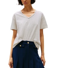TOMMY HILFIGER TH Luźny t-shirt z dekoltem w serek - Koszulki i topy damskie