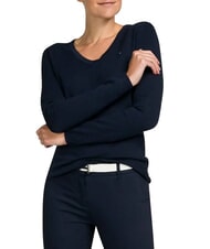 TOMMY HILFIGER TH Sweter damski z dekoltem w serek - Koszulki damskie