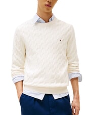 TOMMY HILFIGER TH  Sweter z okrągłym dekoltem płatek kości słoniowej - Koszulki męskie - 1