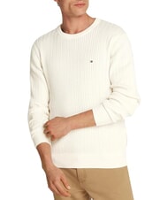 TOMMY HILFIGER TH Sweter z okrągłym dekoltem i splotem warkoczowym - Koszulki męskie