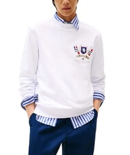 TOMMY HILFIGER TH Bluza bawełniana z okrągłym dekoltem i emblematem biały - Bluzy męskie - 1