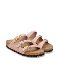 BIRKENSTOCK FLORIDA Klapki ze sk&oacute;ry nubukowej z trzema paskami miękki r&oacute;ż - Buty damskie - 1