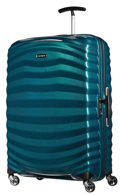 SAMSONITE LITE-SHOCK Duży, ultralekki wózek niebieski benzynowy - Wózki twarde