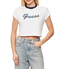 GUESS SCRIPT CROP Kr&oacute;tki T-shirt - Koszulki i topy damskie