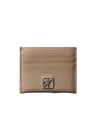 CALVIN KLEIN HARDWARE EMBLEM PEBB Płaski sk&oacute;rzany uchwyt na karty - Portfele damskie
