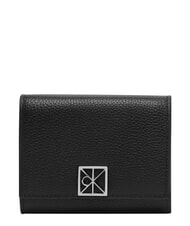 CALVIN KLEIN HARDWARE EMBLEM PEBB Portfel zapinany na zamek, ze sk&oacute;ry na czarno - Portfele damskie - 1