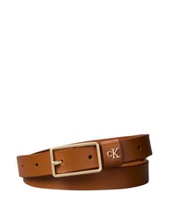 CALVIN KLEIN CLASSIC BUCKLE Pasek sk&oacute;rzany olej arganowy / antyczny jasny złoty - Paski - 1
