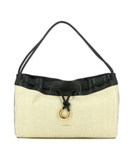 COCCINELLE CAMPIONARIO - ISABELA CANVAS Torba typu hobo z pł&oacute;tna i sk&oacute;ry naturalny/czarny - Torby damskie - 1
