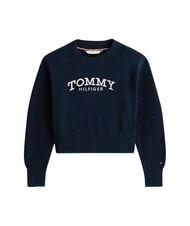 TOMMY HILFIGER TH Sweter dziewczęcy z okrągłym dekoltem - Swetry dziecięce