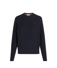 TOMMY HILFIGER TH Bawełniany sweter z okrągłym dekoltem pustynne niebo - Koszulki damskie - 1
