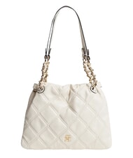 TOMMY HILFIGER TH FEMININE Pikowana torba na ramię miękki krem - Torby damskie - 1