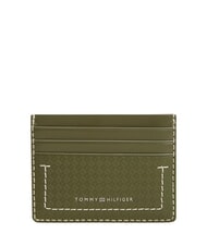 TOMMY HILFIGER TH MICRO FLAG Płaski sk&oacute;rzany uchwyt na karty drewno oliwne - Portfele męskie - 1