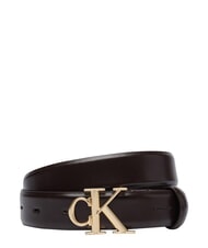 CALVIN KLEIN ROUND CK BUCKLE Pasek sk&oacute;rzany pyszne/antyczne srebro - Paski - 1