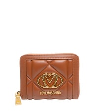 LOVE MOSCHINO EMBOSSED Mały portfel zapinany na zamek kasztan - Portfele damskie - 1