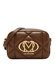 LOVE MOSCHINO EMBOSSED QUILTED Mała pikowana torba na ramię brązowy - Torby damskie - 1