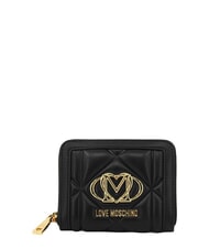 LOVE MOSCHINO EMBOSSED QUILTED Średni portfel, zapinany na zamek Czarny - Portfele damskie - 1