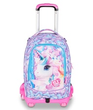 SJGANG GLOW LED UNICORN GIRL Plecak na k&oacute;łkach 3 w 1 miękki liliowy - Plecaki z w&oacute;zkiem - 1