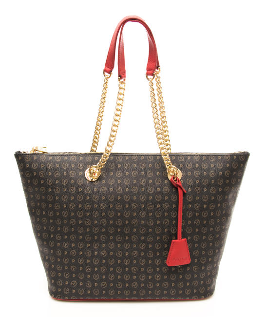 POLLINI Heritage Classic Torba na zakupy, wymienne uchwyty czarny lakier - Torby damskie