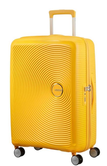 AMERICAN TOURISTER SOUNDBOX SPINNER Wózek średni, rozszerzalny złoty żółty - Wózki twarde