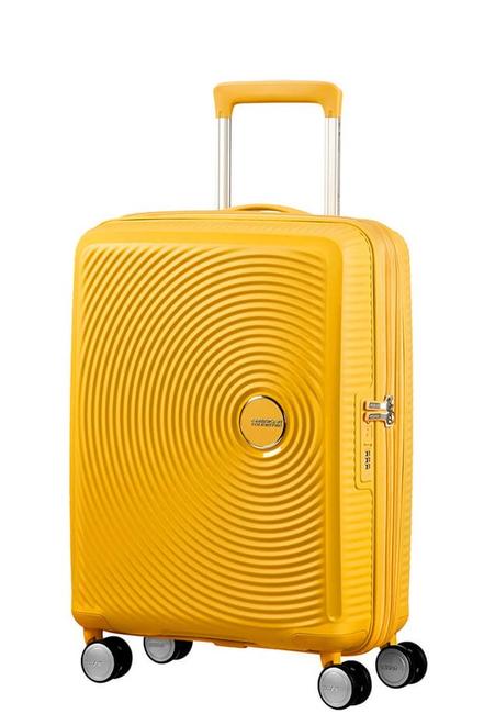AMERICAN TOURISTER SOUNDBOX Mały wózek rozszerzalny złoty żółty - Bagaż podręczny