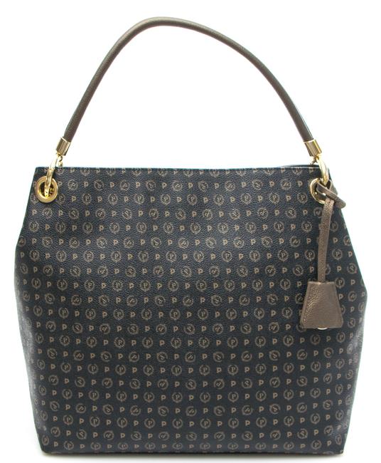 POLLINI HERITAGE CLASSIC Torba na ramię z paskiem na ramię czarny brąz - Torby damskie