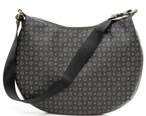 POLLINI Heritage Classic Torba na ramię, ze skórzanymi detalami czarny brąz - Torby damskie