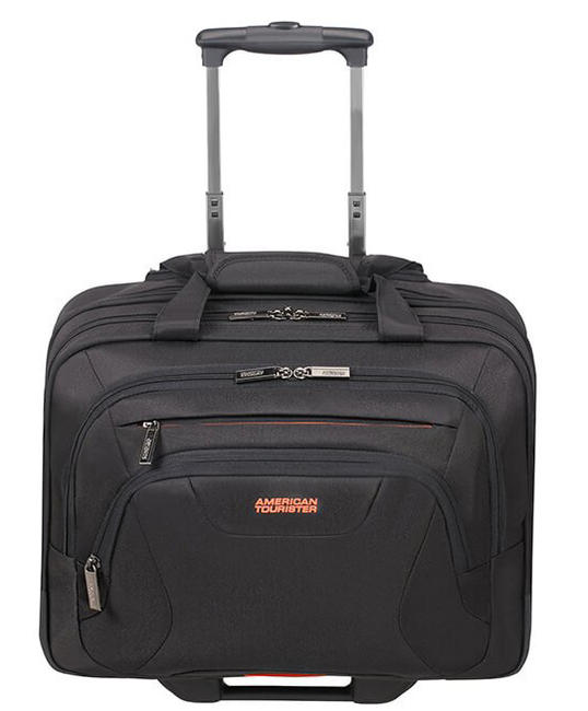 AMERICAN TOURISTER Trolley Pilota AT WORK, uchwyt na tablet i komputer 15,6" CZARNY/POMARAŃCZOWY - Wózek pilotażowy