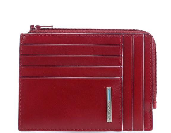 PIQUADRO BLUE SQUARE Portfel skórzany z RFID CZERWONY - Portfele męskie