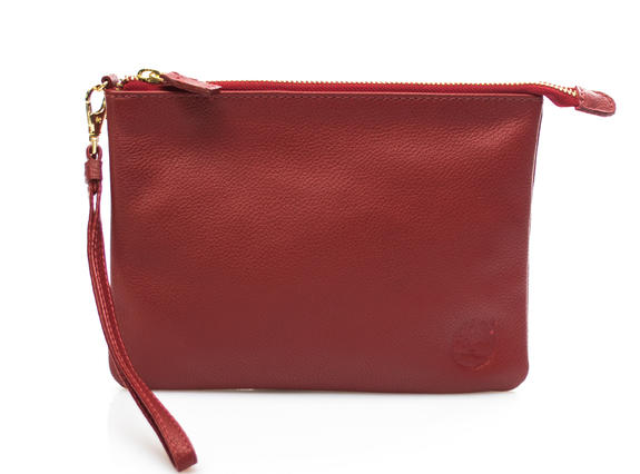 TIMBERLAND Pochette W skórze młotkowanej, małe CZERWONY - Torby damskie